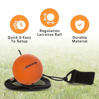 ACELETIQS Lacrosse Rebounder Training Ball with String – Solo Practice Lax Ball for Passing, Catching, Stick Work & Compatible with All Lacrosse Sticks – Ideal Trainer for All Ages and Skill Levels