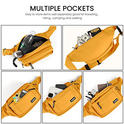 CXWMZY Fanny Packs For Women & Men Waist Pack Hip Bum Bag with Multi-Pockets Large Capacity Waterproof Casual Bum Bag for Disney Traveling Casual Cycling Running Hiking (Yellow) - color: Yellow