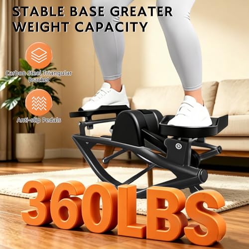 Rock Stepper with Digital Monitor, Low-Impact Compact Rock Stepper Side to Side with Resistance Bands, 360 LBS Weight Capacity, Portable Stair Stepper for Home, Apartment, Dormitory, Office