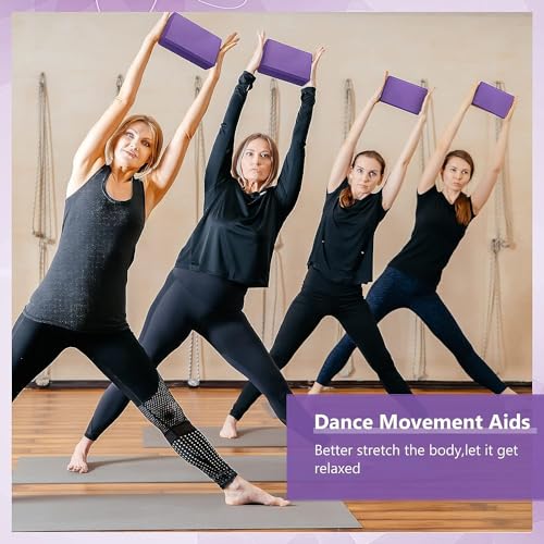 High Density Yoga Block Bricks - Support for Poses & Meditation Set of 2 For Men Women Foaming Pilates Fitness Stretching Aid, Balance, Health, Sports, Gym Exercise
