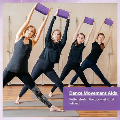 High Density Yoga Block Bricks - Support for Poses & Meditation Set of 2 For Men Women Foaming Pilates Fitness Stretching Aid, Balance, Health, Sports, Gym Exercise