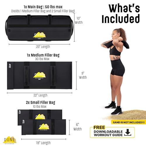 Sandbags for Working Out (Unfilled) - Enhance Your Fitness with Our Workout Sandbag, Versatile & Durable Sand Bags for Weight Training | 10-50 lbs Sand Bag for Exercise – Dark Gray - Guide Included