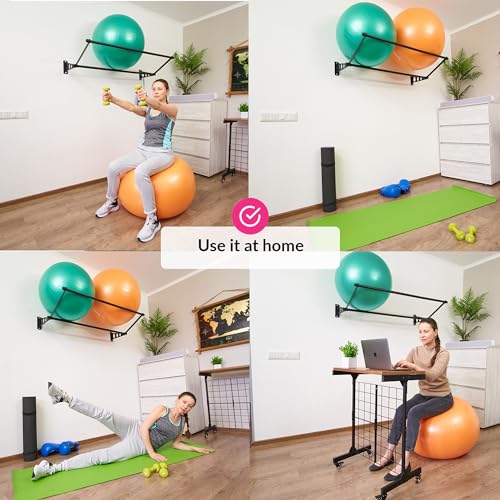 ODOXIA Exercise Ball Holder | Organize Your Space | Wall Mounted Rack | Yoga Ball Holder | Exercise Wall Mount | Fitness Therapy & Stability Rack | for Gyms, Studios, Home Gyms