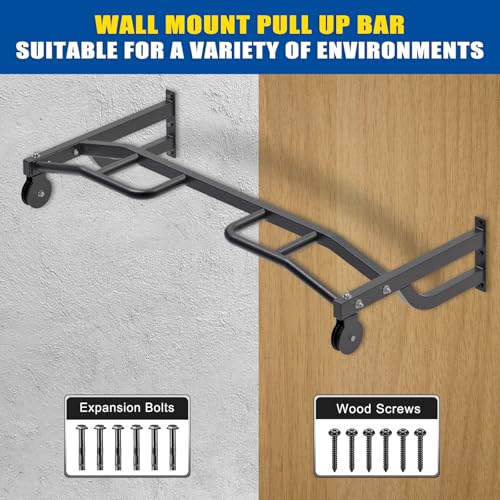 Kipika 48" Ceiling Mounted Pull Up Bar, Heavy Duty Multi-Grip Chin Up Bar,Mounted Pullup Bar, Adjustable Height, Pull Up Bands for Chin Ups & Body Stretching, Ideal for Home Gym and Strength Training - color: 48" Pull Up Bar with 2 Pulleys