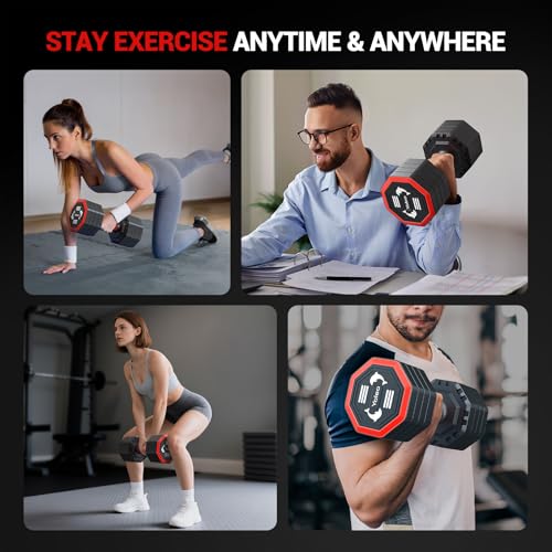 Yoleo Adjustable Dumbbell Set, Weights Dumbbells Set at Home Workout Equipment, 4 in 1 Each Premium Tai Chi-Style Rotary Mounting Adjustable 10/15/20/25 lb dumbbells, with TPU Soft Rubber Handle Suitable Men/Women Updated 2.0 - style: 25LB Single