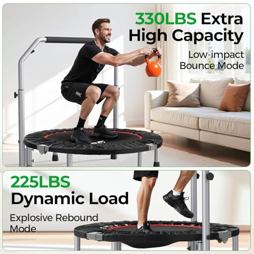 BCAN SP2 40/48" Foldable Mini Rebounder Trampoline for Adults |FED Fitness - color: Black, size: 40-inch