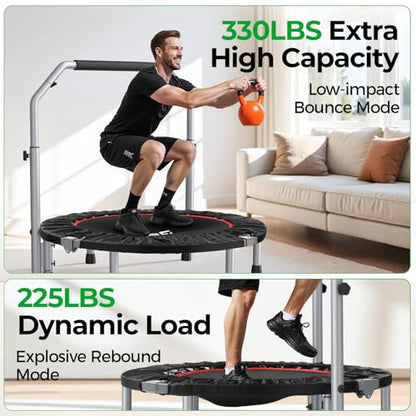 BCAN SP2 40/48" Foldable Mini Rebounder Trampoline for Adults |FED Fitness - color: Black, size: 40-inch