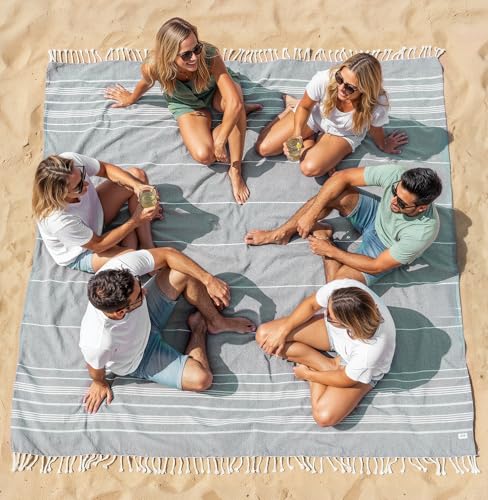 LANE LINEN Beach Blanket Sand Free, Picnic & Giant Beach Towel - Grey - color: 08: Grey, size: Beach Blanket (82" x 82")