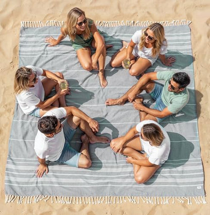 LANE LINEN Beach Blanket Sand Free, Picnic & Giant Beach Towel - Grey - color: 08: Grey, size: Beach Blanket (82" x 82")