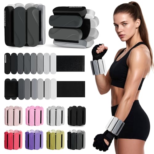 Wrist Weights – Ankle Wrist Weights for Women & Men – Adjustable Weighted Bangles Set (1 lb Each) | Arm and Leg Weights for Yoga, Pilates, Running & Walking - color: Gradual Black