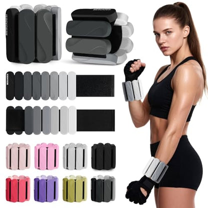 Wrist Weights – Ankle Wrist Weights for Women & Men – Adjustable Weighted Bangles Set (1 lb Each) | Arm and Leg Weights for Yoga, Pilates, Running & Walking - color: Gradual Black