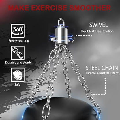 Mesetast Punching Bag for Adults, 4ft Heavy Boxing Bag Set with 12 OZ Gloves for MMA Karate Kickboxing Boxing - Unfilled - color: 1.Black