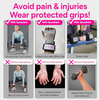 Premium Crossfit Grips for Women – Anti-Slip Lifting Grips & Wrist Straps for Weightlifting, Workout, Deadlift, Pull-Ups, Barbell, Easy-to-Clean, Odor Free, Size Small & Medium - size: Medium (M)
