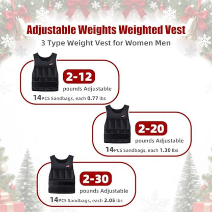 Adjustable Weighted Vest for Men Women,2-30 Lbs Adjustable Weighted Vest with Straps Womens Running Weight Vest for Walking Strength Training Fitness - size: Adjustable 2-20 Lbs