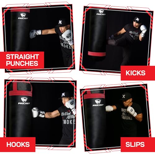 4 ft 80lb Heavy Boxing Punching Bag, Muay Thai, MMA, Strength Training Equipment, Hanging, Unfilled, Rhino Logo, Two Tone, Red