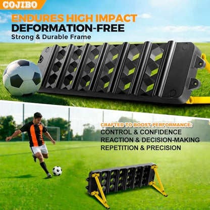 6-in-1 Soccer Rebounder Board, Portable Dual Surface Soccer Training Equipment for All Player Levels, Kick Back Soccer Wall with 3 Adjustable Angles for Passing, Control & Reflex