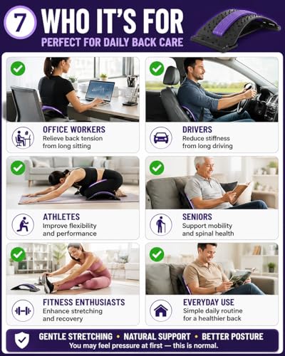 YAJIACLONE Back Stretcher for Lower Back, Adjustable Lumbar Support Board, Manual Spine Stretch Tool for Daily Use, Portable Device (Not a Massage Device)