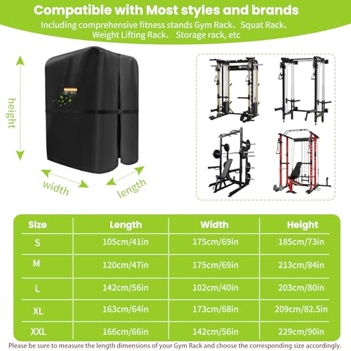 600D Gym Rack Cover with Waterproof Zipper, Protective Cover for Squat Rack/Weight Lifting Rack/Home Gym Workout Equipment-Indoor or Outdoor with Air Vent & Reflective Strip - size: 64"L×68"W×82.5"H