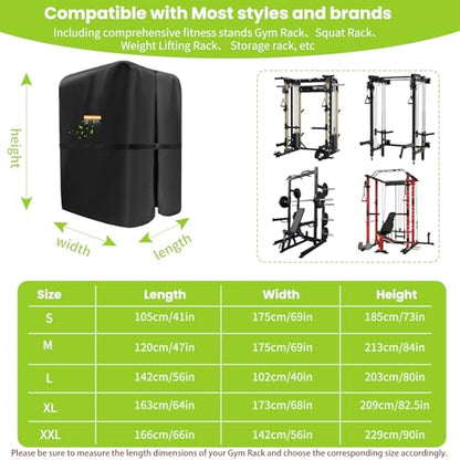 600D Gym Rack Cover with Waterproof Zipper, Protective Cover for Squat Rack/Weight Lifting Rack/Home Gym Workout Equipment-Indoor or Outdoor with Air Vent & Reflective Strip - size: 64"L×68"W×82.5"H