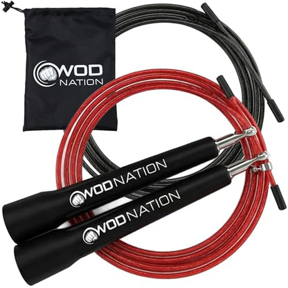 Speed Jump Rope for Men & Women with Adjustable Alloy Steel Cable, Lightweight Handles, and Smooth Rotation—Perfect for Boxing, Cross Training, Double Unders, & High-Intensity Workout - Silver & Black