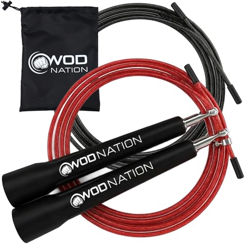 Speed Jump Rope for Men & Women with Adjustable Alloy Steel Cable, Lightweight Handles, and Smooth Rotation—Perfect for Boxing, Cross Training, Double Unders, & High-Intensity Workout - Silver & Black