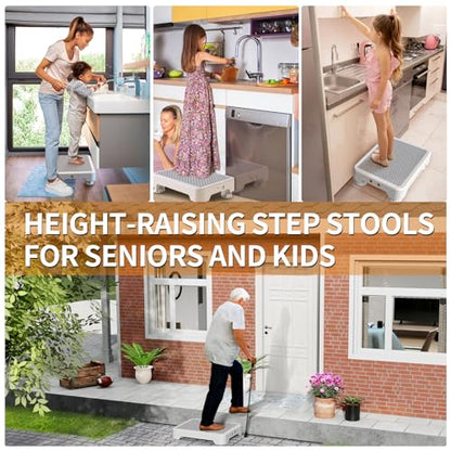 Ronlap Small Step Stools for Adults Car Step Stool for Elderly, White-Gray - color: White-gray