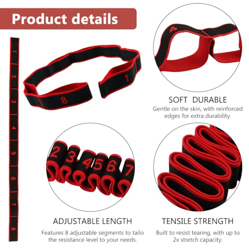 8-Section Elastic Training Band, 3 PCS Elastic Yoga Stretching Strap, Professional Resistance Bands, Exercise Bands Set for Pilates, Rehabilitation and Yoga