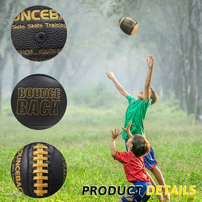 BOUNCEBACK Soft Leather Training Football, Youth Size & Official Size, Fatherless PU PassCatch Solo Enhancing Passing Catching(with Pump) - style: Black-7#(Ages 5-14)