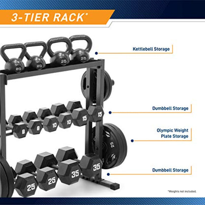 Marcy Weight Storage Organizer Racks for Dumbbells, Kettlebells, Weight Plates - color: Dark Grey Combo Weight Rack