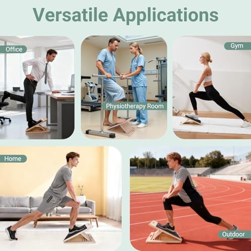 Adjustable Wooden Slant Board for Calf Stretching, 5-Angle Non-Slip Foldable Calf Stretcher for Exercise, Squats and Mobility, 400 lb Capacity - size: With Gife Box & Portable