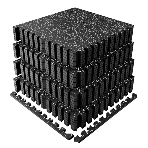 0.56" Thick 96 Sq ft Exercise Mats,24 Tiles Rubber Top 24"X24" Interlocking Puzzle Gym Flooring with High Density EVA Foam for Home Gym & Heavy Weight Workout,Black/Grey - color: Grey, size: 24"L x 24"W x 0.6"Th