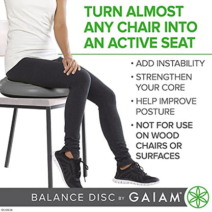 Gaiam Balance Disc Wobble Cushion, 16", Core Stability Seat - color: Black