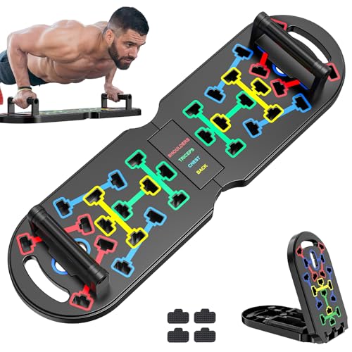 Portable Home Gym Workout Equipment, Push Up Board, Pilates Bar & Fitness Accessories with Resistance Bands for Upper Body Strength Training Full Body Workout at Home
