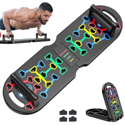 Portable Home Gym Workout Equipment, Push Up Board, Pilates Bar & Fitness Accessories with Resistance Bands for Upper Body Strength Training Full Body Workout at Home
