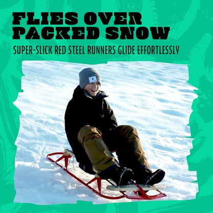 Flexible Flyer Metal Runner Sled. Steel & Wood Steering Snow Slider - style: 1-person 48"