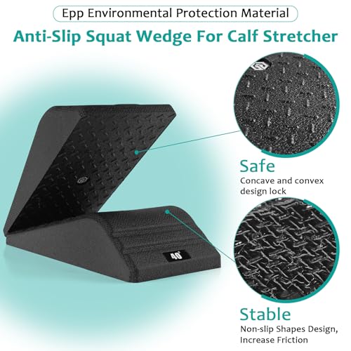Squat Wedge Block 2PCS Non Slip Professional Ramp - 550 LBS Weight Capacity - Slant Board for Calf Stretching - Calf Stretcher Slant Board - Yoga Blocks