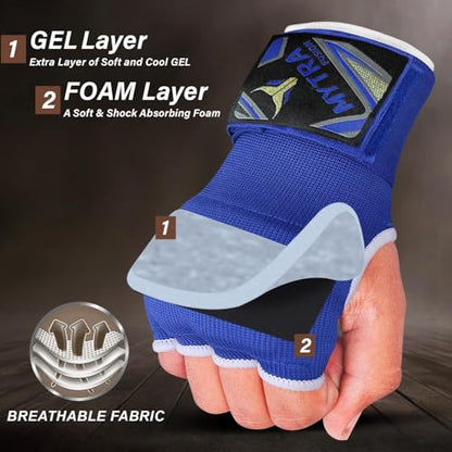 Mytra Fusion Gel Padded Inner Gloves Boxing Hand Wraps for Kids, Boxing Wraps with 80 cm Long Wrist Strap for MMA, Kickboxing, Punching, Martial Arts & Muay Thai Hand Wraps - color: Blue