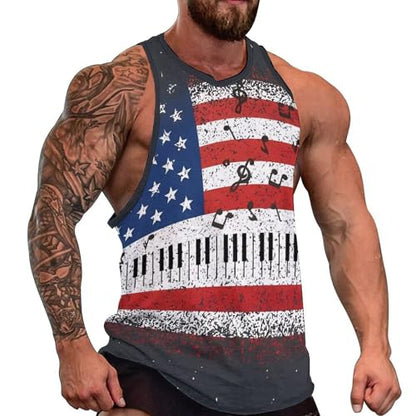 BIVENANT Skull Shirts for Men Novelty Mens Skull Tank Top Big and Tall Tank Tops Graphic Tees Shirt - color: Camo Flag 31, size: 5X-Large