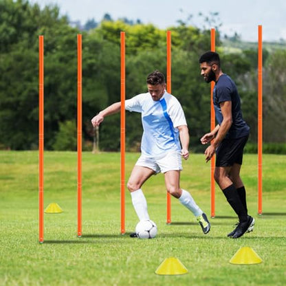 Soccer Agility Training Poles Equipment |Adjustable Soccer Equipment for Training Includes 6 Flexible Agility Poles - color: Orange Pole
