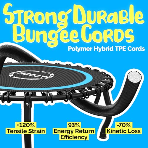 YORIN Rebounder Tranpoline for Adults, 330LBS Fitness Indoor Tranpoline, 40" 48" 50" Mini Exercise Tranpoline with Bungees, Stable Quiet Workout Small Tranpoline, Equipment Exercise at Home