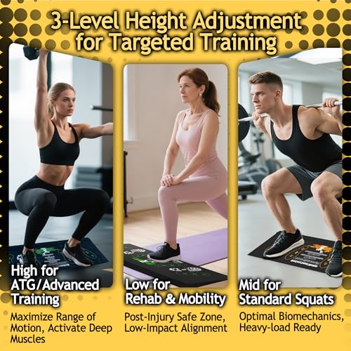 Squat Wedge Height-Adjustable Slant Board: 2Pcs Wide Wedges for Weightlifting Leg Glute Workout Improve Strength and Mobility for Gym Home