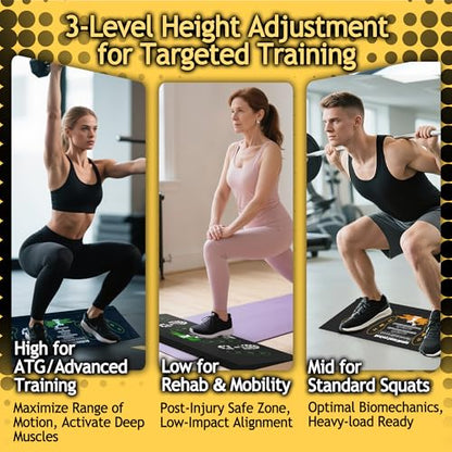 Squat Wedge Height-Adjustable Slant Board: 2Pcs Wide Wedges for Weightlifting Leg Glute Workout Improve Strength and Mobility for Gym Home