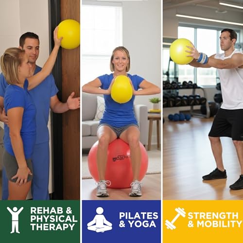 THERABAND Mini Ball, 9-Inch Pilates & Yoga Exercise Ball, Small Inflatable Core Ball for Stability, Balance, Rehab, Physical Therapy & At-Home Workouts, Soft Non-Slip Surface, New Version