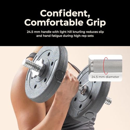 Sunny Health & Fitness Threaded Dumbbell w/Star-Lock Collars, 14"- 24" Pair - style: 14-Inch Premium