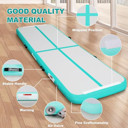 FBSPORT Inflatable Air Gymnastics Mat Training Mats 4/8 inches Thickness Gymnastics Tracks for Home Use/Training/Cheerleading/Yoga/Water with Pump