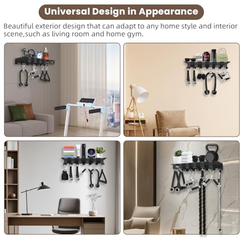 Floating Shelf Organizer Compatible with Tonal Accessories Home Gym Weight Storage Equipment Hanger Metal Rack Holder Wall Mount with Hooks T-Lock Adapters Bracket Hanger Workout Fitness (Style 2)