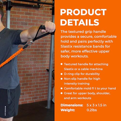 Textured Grip Handle - Comfortable, Non-Slip Gym Cable Attachments | Replacement Handle for Slastix Resistance Bands and Upper Body Workouts