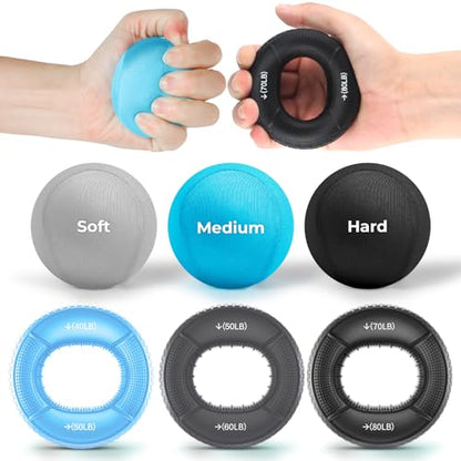 Hand Gripper Strengthener Set - Hand Grip Strengthener, Stress Balls for Adults,Grip Strength Trainer for Hand Sensitivity Training,Hand Rehabilitation Exercising - size: 6 pcs