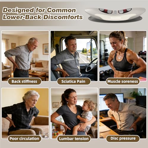 Lower Back Massager, Upgraded 4-in-1 Lumbar Traction Device with Heat, Electrotherapy, Vibration, Design to Support Lower Back & Sciatica Pain Relief for Home Use