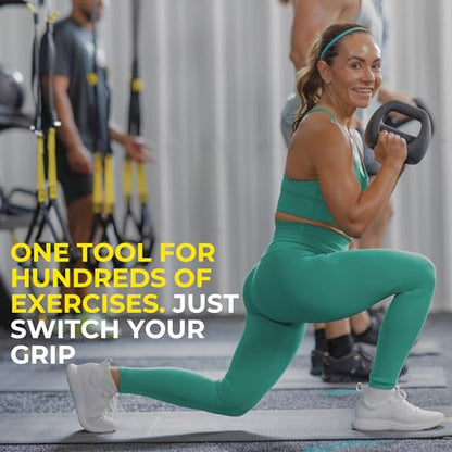 TRX YBell Pro Series 3-in-1 Dumbbell, Kettlebell and Push Up Stand Workout Equipment | Commercial Grade Powder Coated Surface | Perfect for Strength Training & Conditioning Workouts - size: 26 lbs